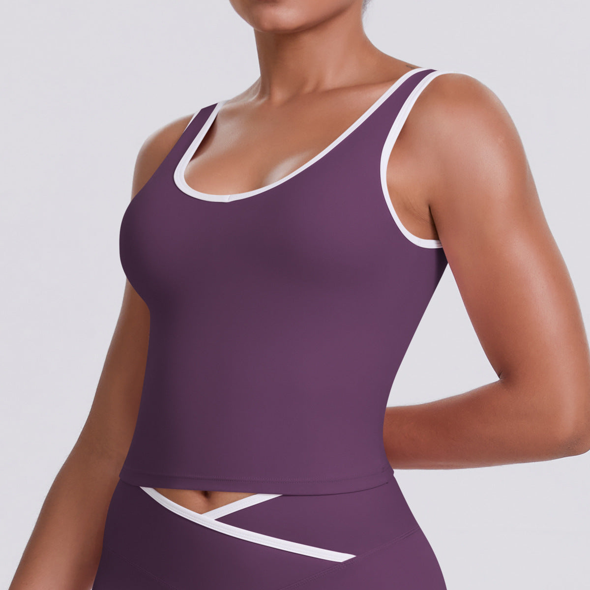 Naked tight yoga pants contrasting vest, sports bra crossed high waist wide leg pants women's sports and fitness pants