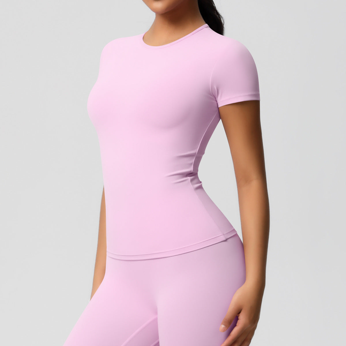 Yoga pants solid color long sleeved beautiful back sports short sleeved slim fit fitness pants set