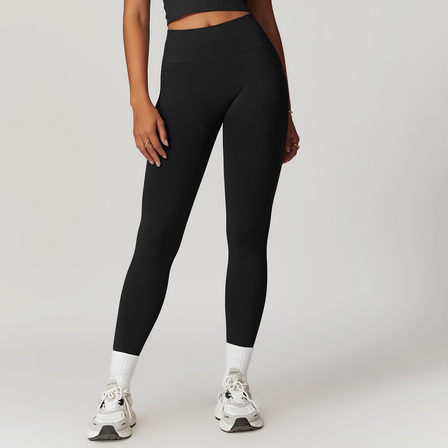 High-Waisted Butt-Lifting Yoga Pants with Ribbed Waistband for Tummy Control and Fitnes
