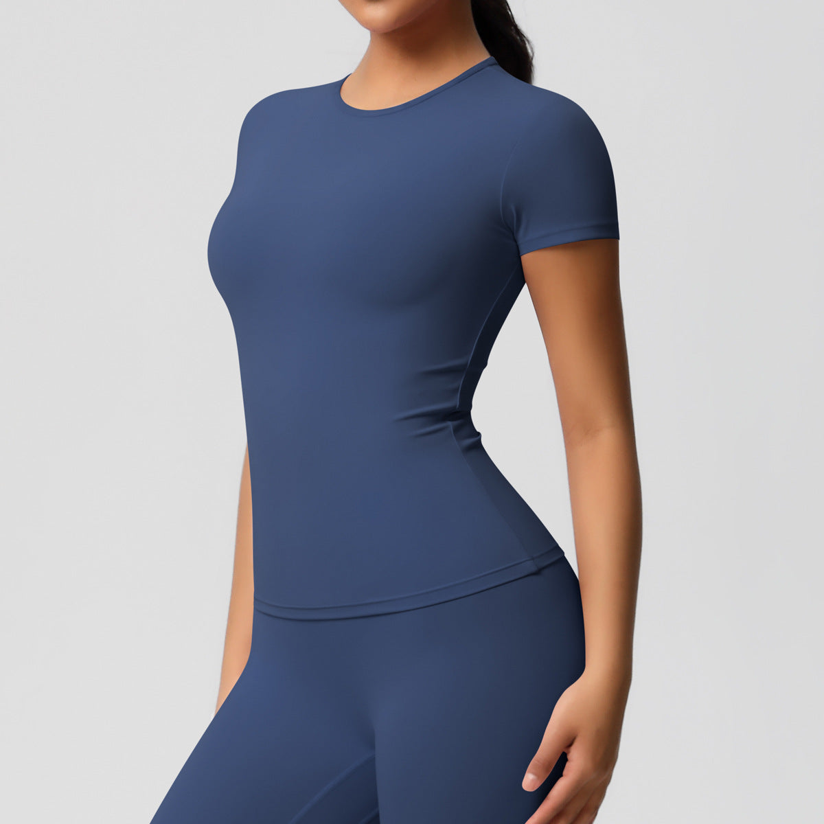 Yoga pants solid color long sleeved beautiful back sports short sleeved slim fit fitness pants set