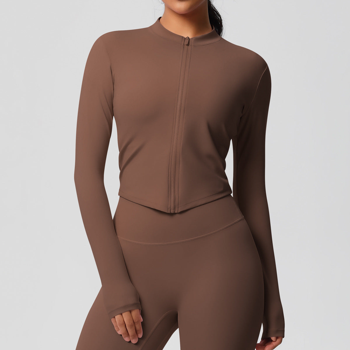 Yoga pants solid color long sleeved beautiful back sports short sleeved slim fit fitness pants set