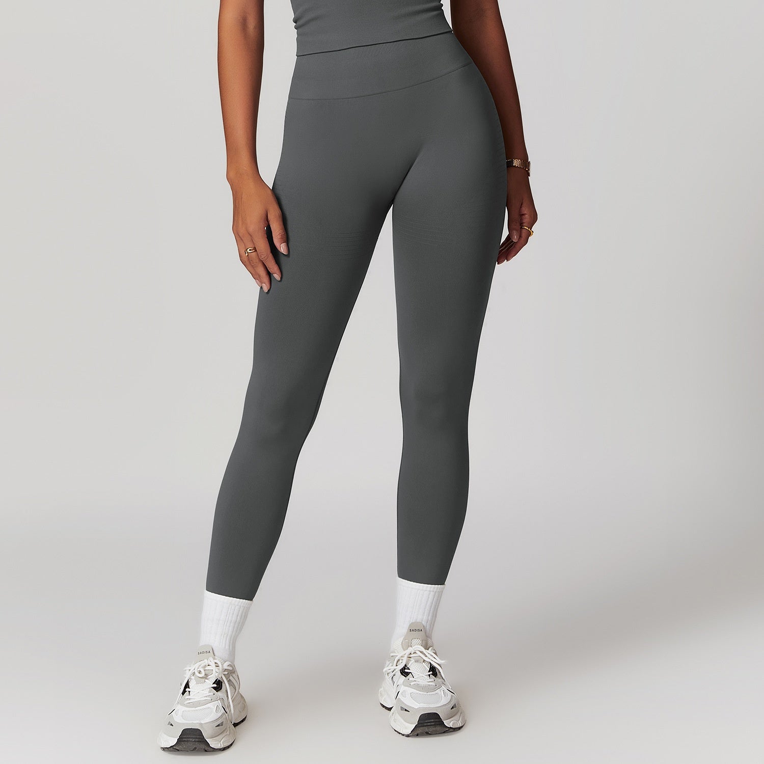 High-Waisted Butt-Lifting Yoga Pants with Ribbed Waistband for Tummy Control and Fitnes