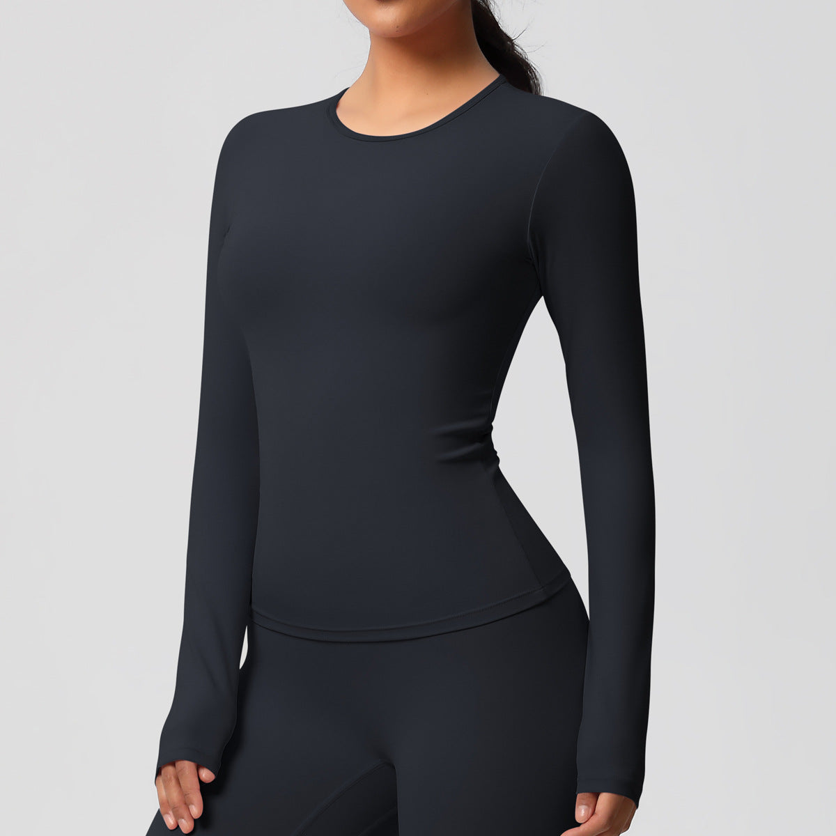 Yoga pants solid color long sleeved beautiful back sports short sleeved slim fit fitness pants set