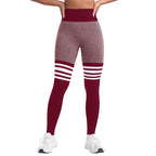 Tight fit high waisted sports and fitness pants women's yoga pants seamless striped peach yoga pants hip lifting pants yoga clothes