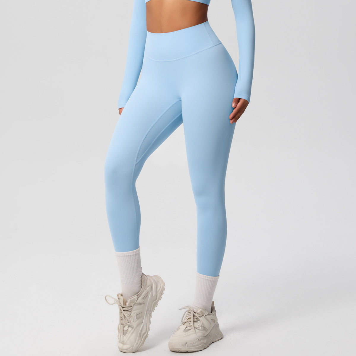 Yoga pants solid color long sleeved beautiful back sports short sleeved slim fit fitness pants set