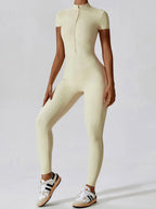 Half Zip Short Sleeve Active Jumpsuit