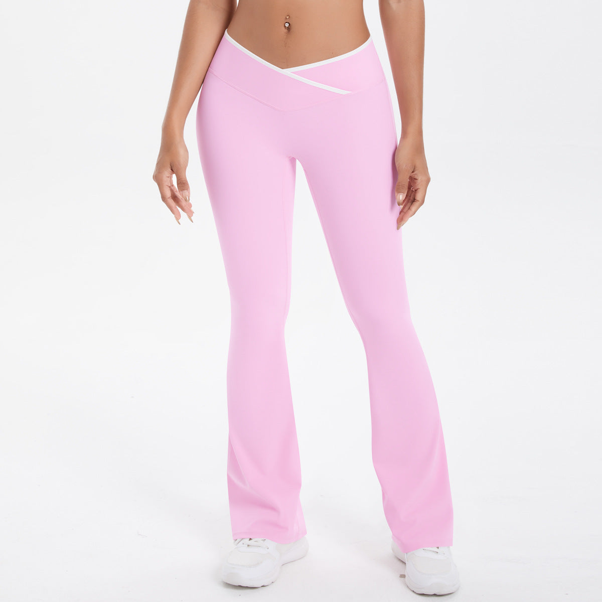 Naked tight yoga pants contrasting vest, sports bra crossed high waist wide leg pants women's sports and fitness pants