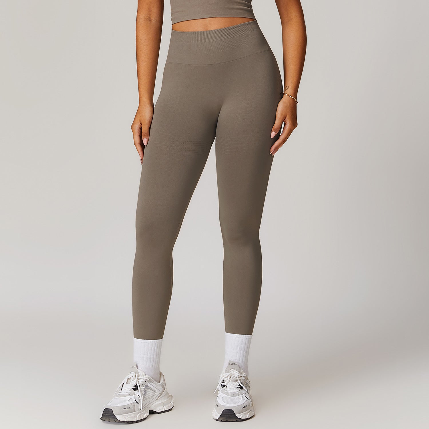 High-Waisted Butt-Lifting Yoga Pants with Ribbed Waistband for Tummy Control and Fitnes