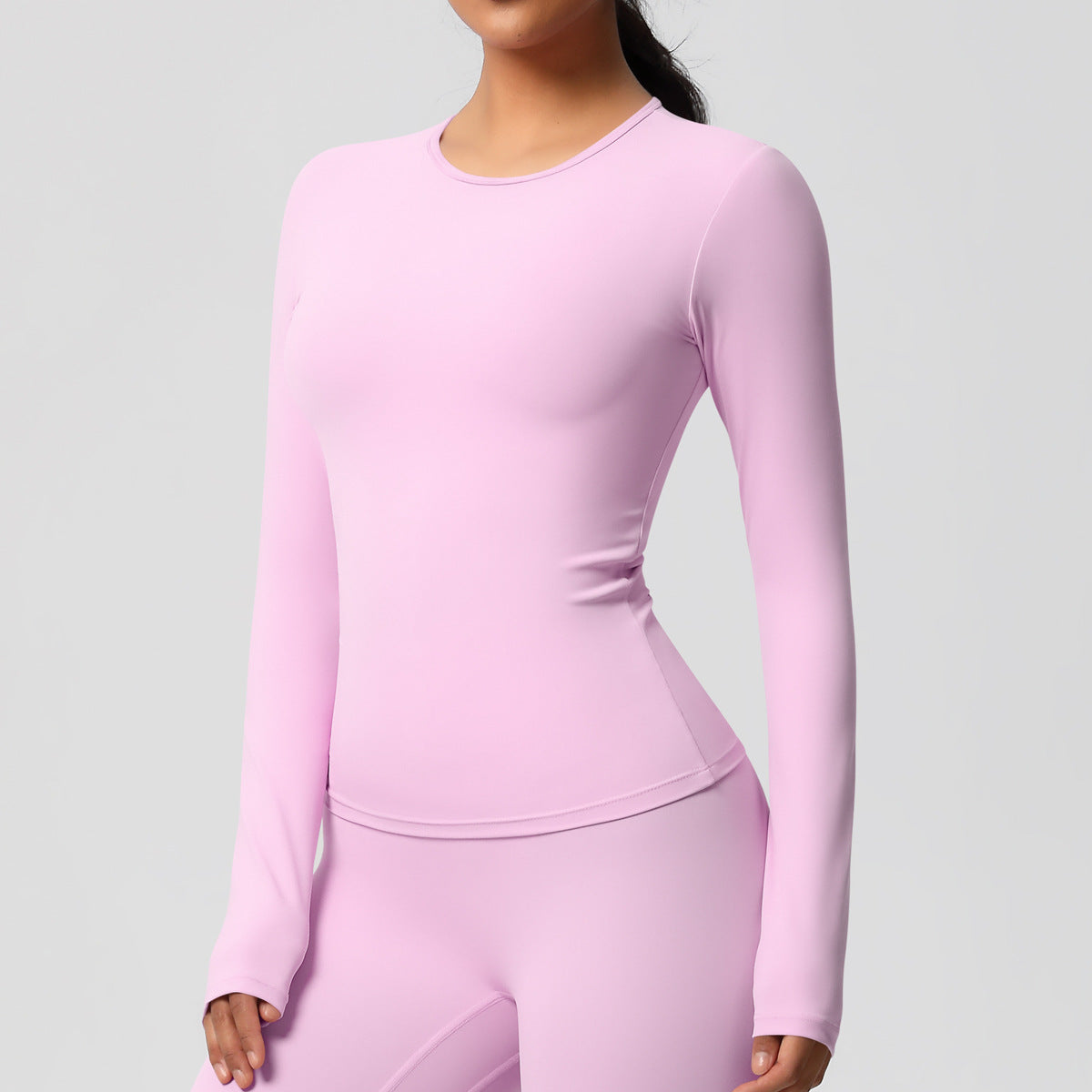 Yoga pants solid color long sleeved beautiful back sports short sleeved slim fit fitness pants set