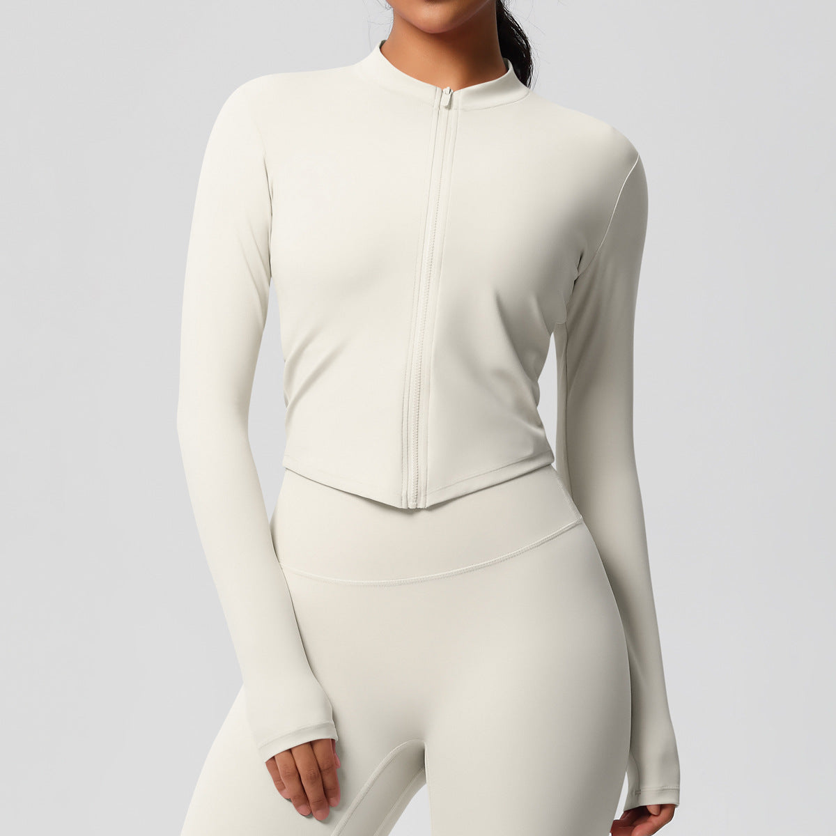 Yoga pants solid color long sleeved beautiful back sports short sleeved slim fit fitness pants set