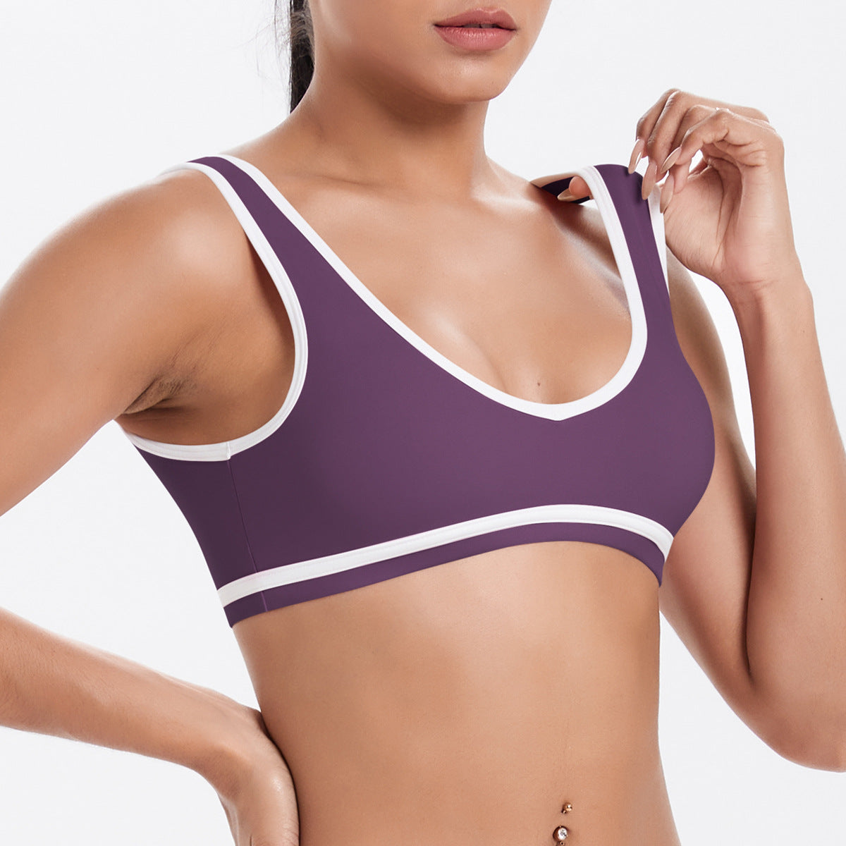 Naked tight yoga pants contrasting vest, sports bra crossed high waist wide leg pants women's sports and fitness pants