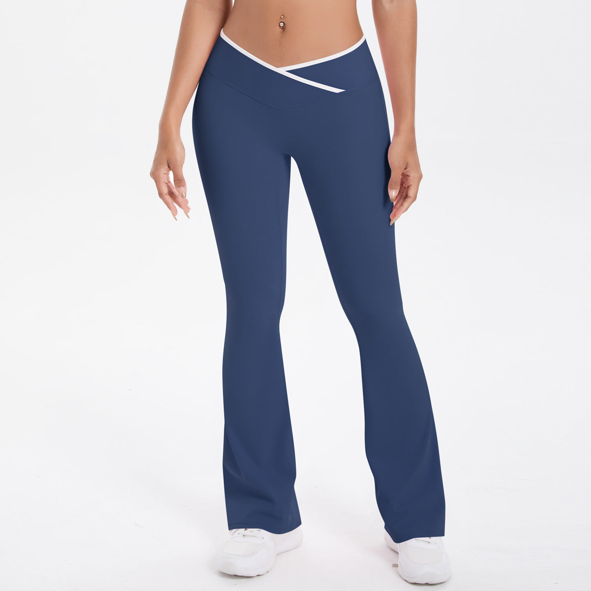Naked tight yoga pants contrasting vest, sports bra crossed high waist wide leg pants women's sports and fitness pants