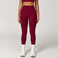 High-Waisted Butt-Lifting Yoga Pants with Ribbed Waistband for Tummy Control and Fitnes