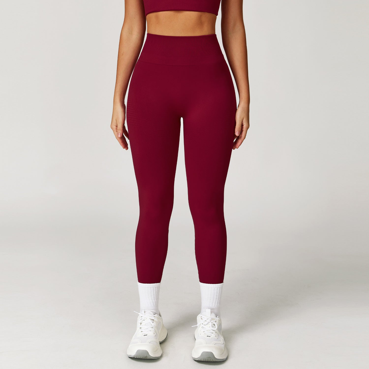 High-Waisted Butt-Lifting Yoga Pants with Ribbed Waistband for Tummy Control and Fitnes