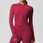 Yoga pants solid color long sleeved beautiful back sports short sleeved slim fit fitness pants set