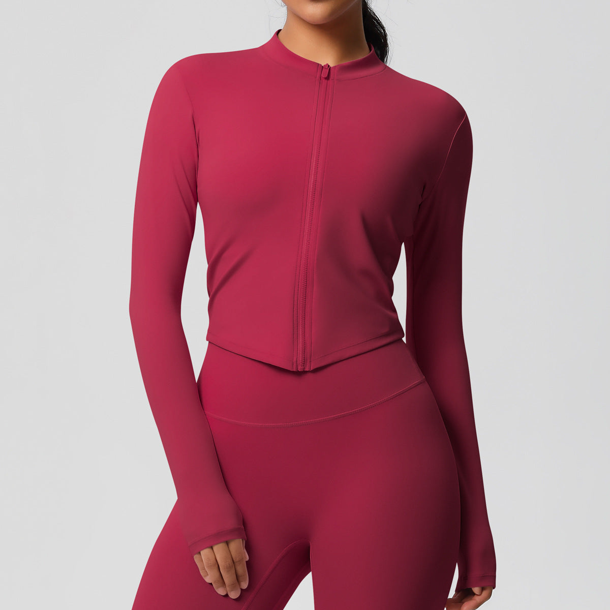 Yoga pants solid color long sleeved beautiful back sports short sleeved slim fit fitness pants set