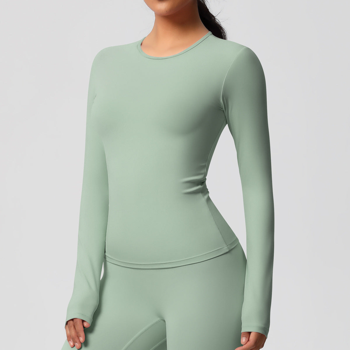 Yoga pants solid color long sleeved beautiful back sports short sleeved slim fit fitness pants set