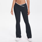 Naked tight yoga pants contrasting vest, sports bra crossed high waist wide leg pants women's sports and fitness pants