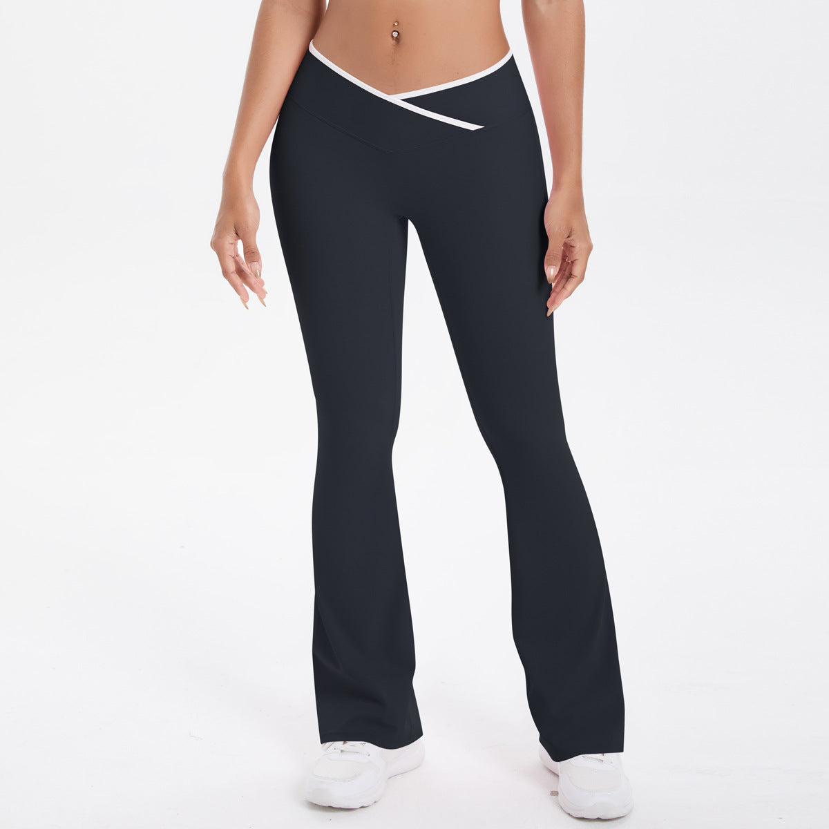Naked tight yoga pants contrasting vest, sports bra crossed high waist wide leg pants women's sports and fitness pants