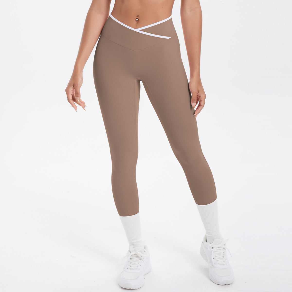 Naked tight yoga pants contrasting vest, sports bra crossed high waist wide leg pants women's sports and fitness pants