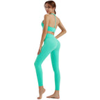 Yoga clothing set women's shock-absorbing gathering sports bra high waist and hip lifting fitness pants two-piece set