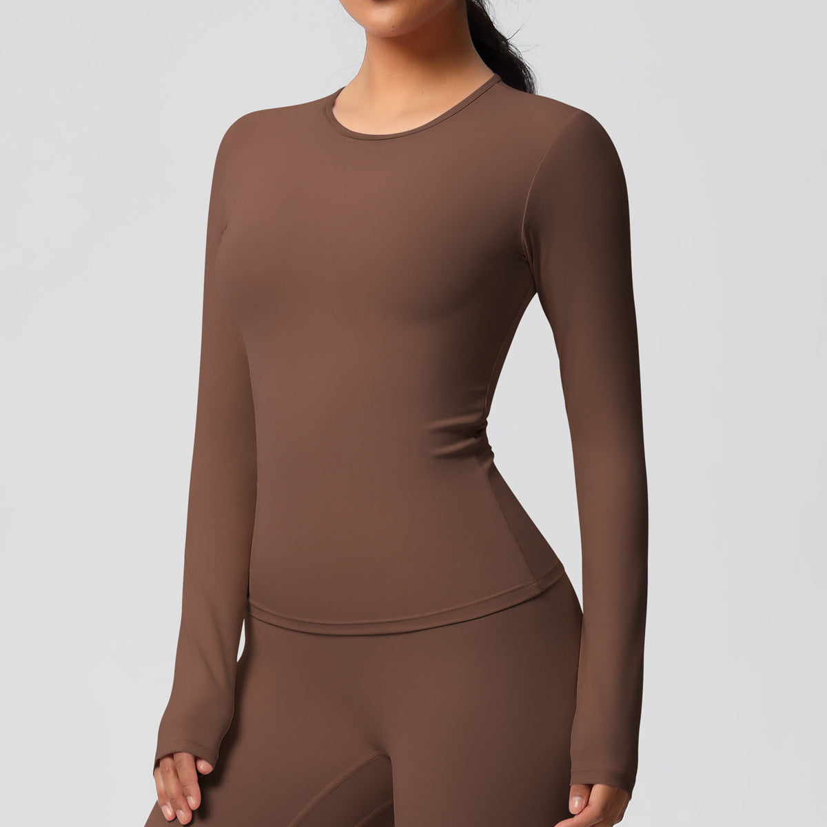 Yoga pants solid color long sleeved beautiful back sports short sleeved slim fit fitness pants set