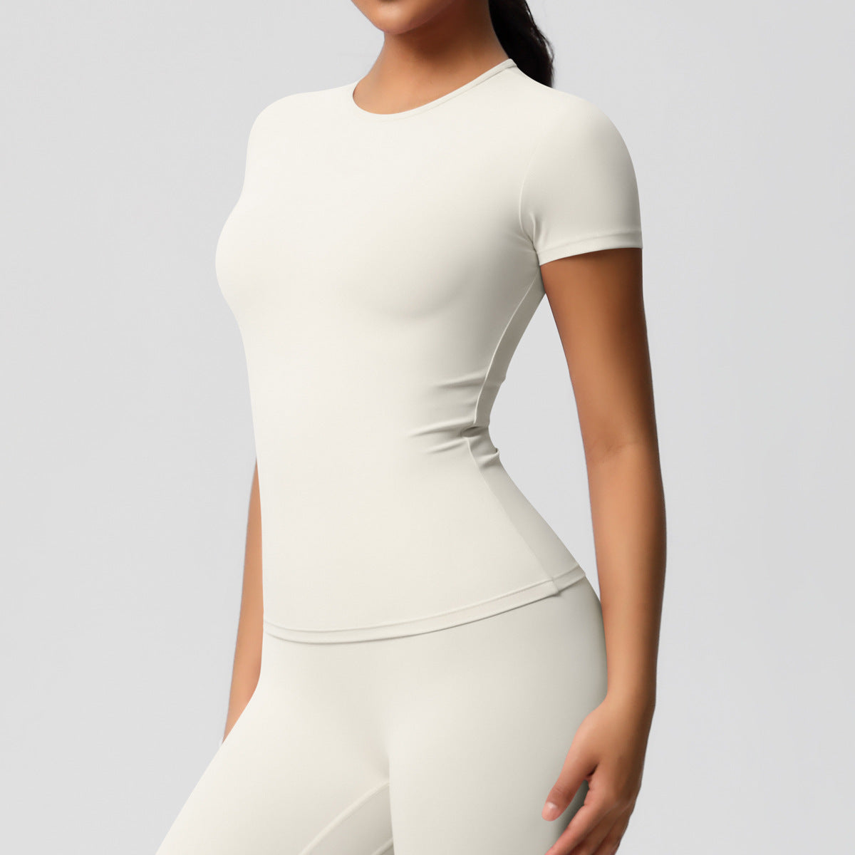 Yoga pants solid color long sleeved beautiful back sports short sleeved slim fit fitness pants set