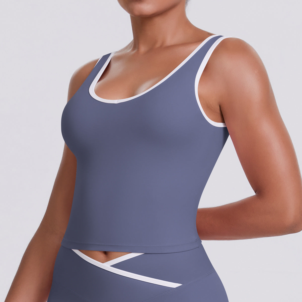 Naked tight yoga pants contrasting vest, sports bra crossed high waist wide leg pants women's sports and fitness pants