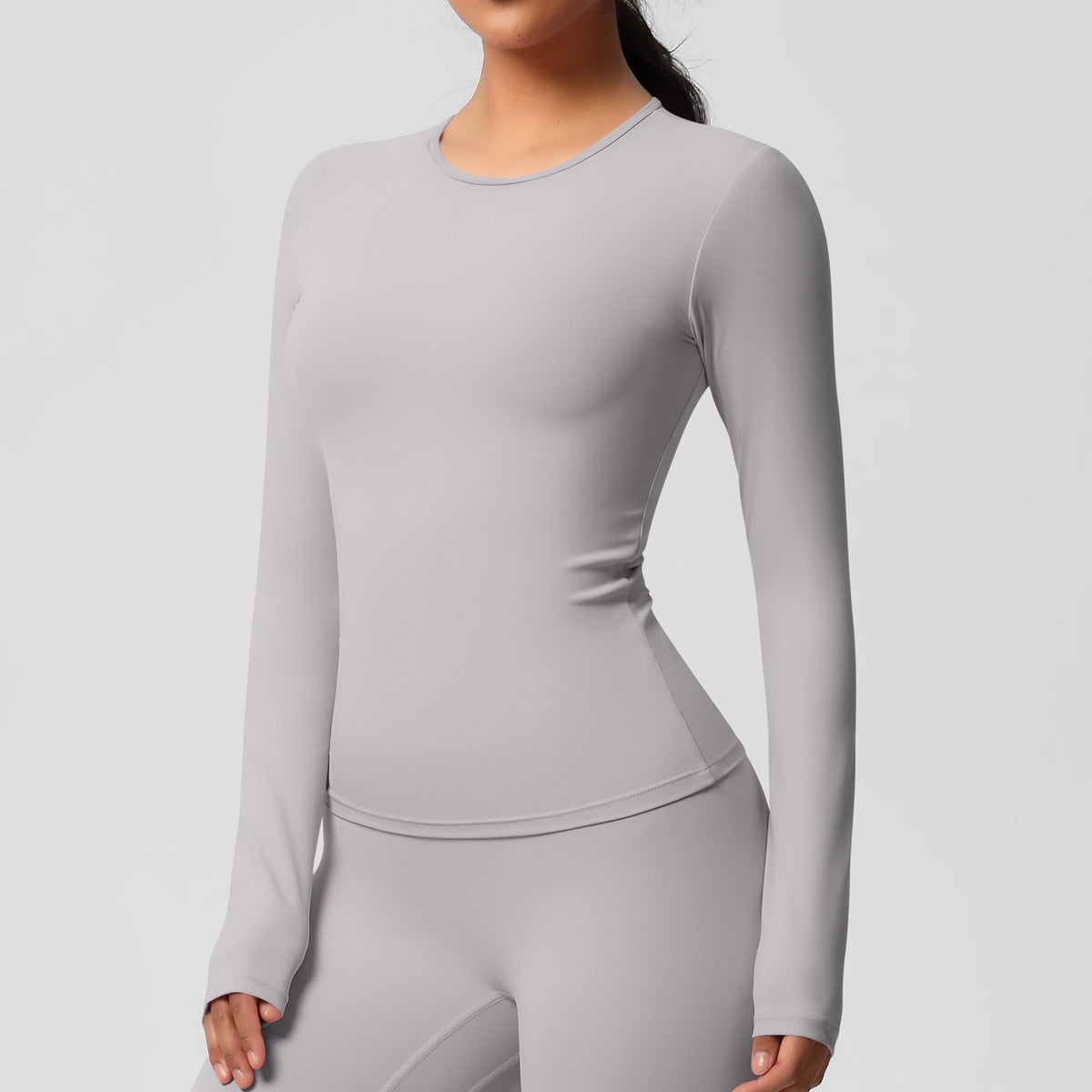 Yoga pants solid color long sleeved beautiful back sports short sleeved slim fit fitness pants set