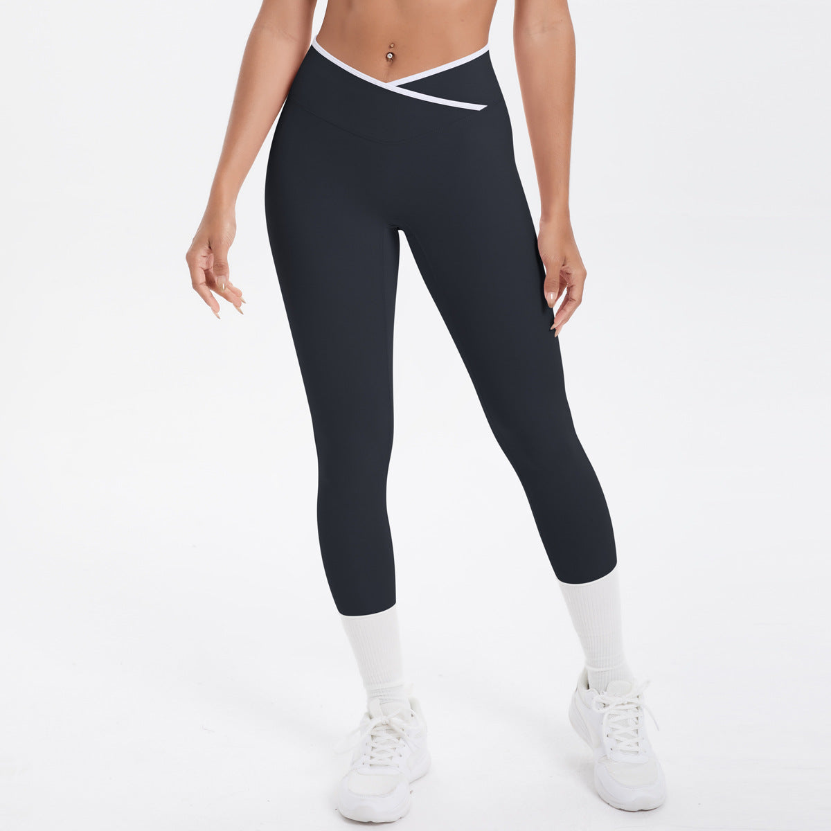 Naked tight yoga pants contrasting vest, sports bra crossed high waist wide leg pants women's sports and fitness pants