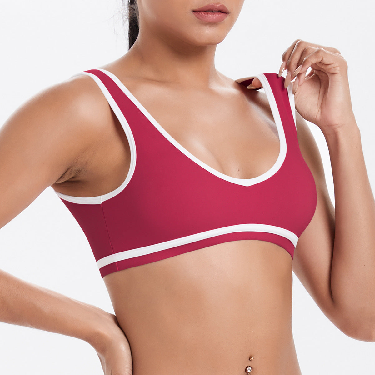 Naked tight yoga pants contrasting vest, sports bra crossed high waist wide leg pants women's sports and fitness pants
