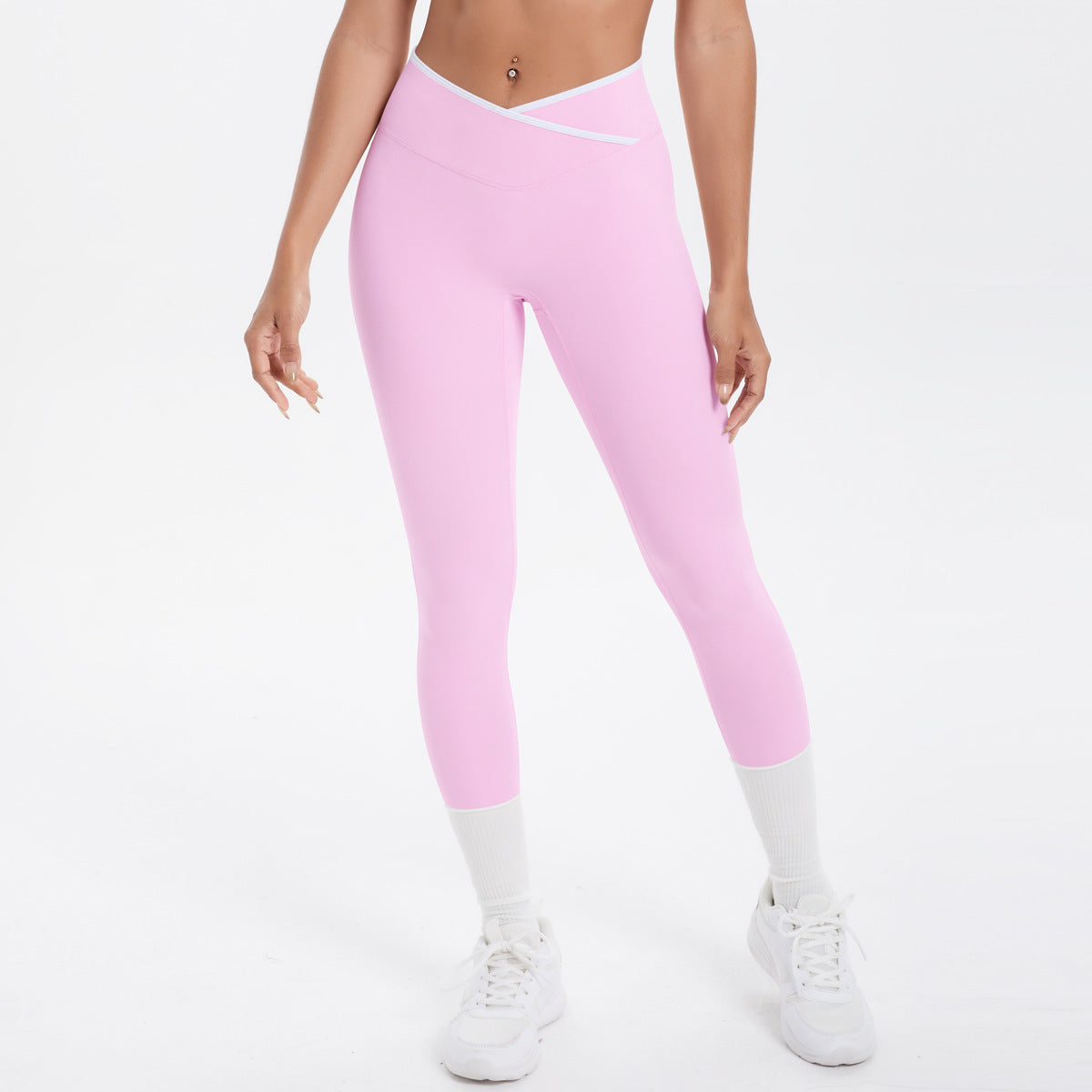 Naked tight yoga pants contrasting vest, sports bra crossed high waist wide leg pants women's sports and fitness pants