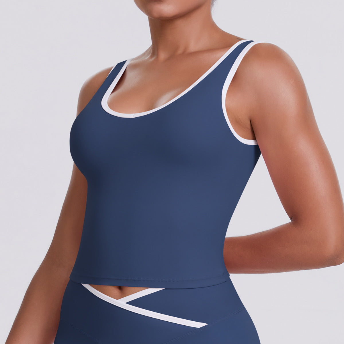 Naked tight yoga pants contrasting vest, sports bra crossed high waist wide leg pants women's sports and fitness pants