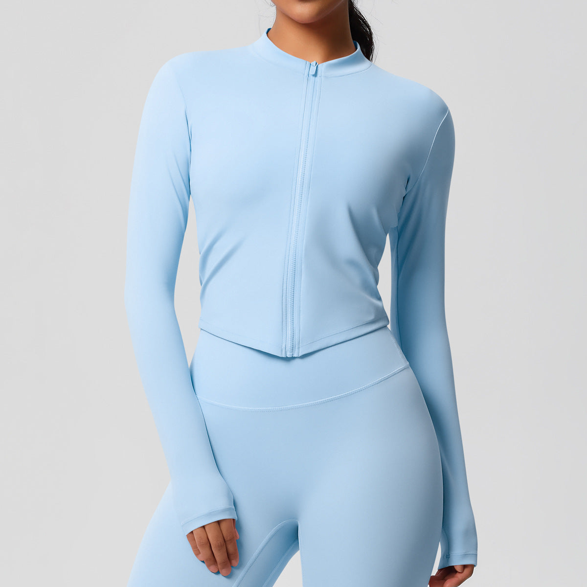 Yoga pants solid color long sleeved beautiful back sports short sleeved slim fit fitness pants set