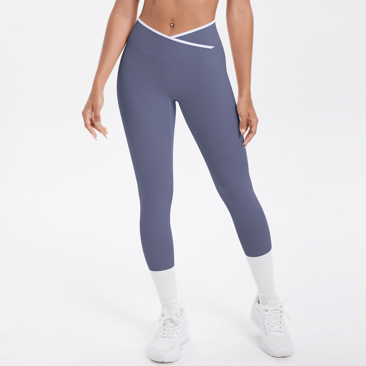 Naked tight yoga pants contrasting vest, sports bra crossed high waist wide leg pants women's sports and fitness pants
