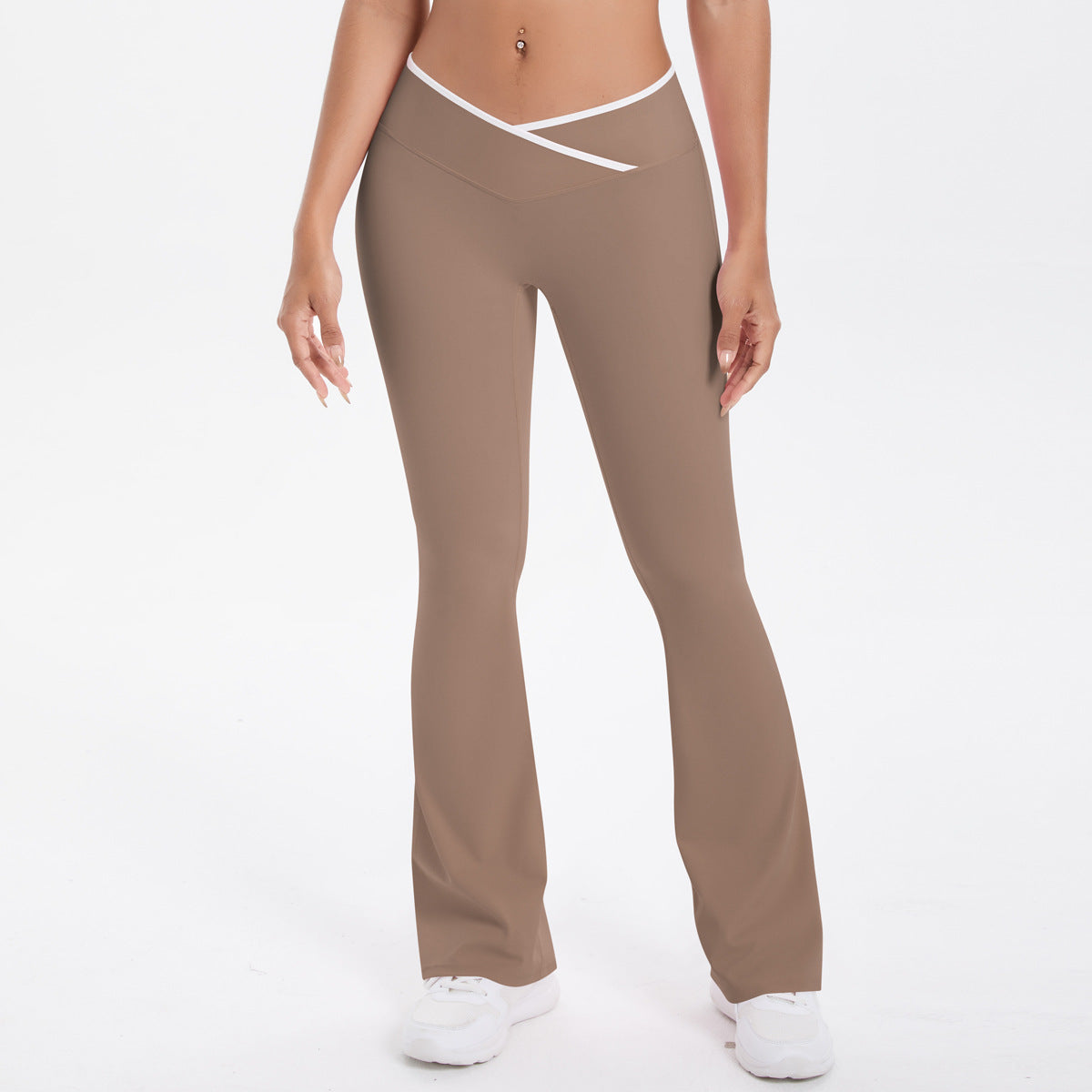 Naked tight yoga pants contrasting vest, sports bra crossed high waist wide leg pants women's sports and fitness pants