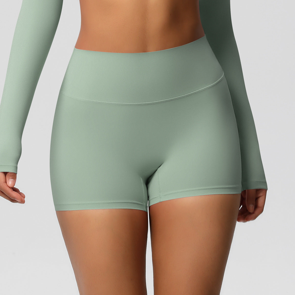 Yoga pants solid color long sleeved beautiful back sports short sleeved slim fit fitness pants set