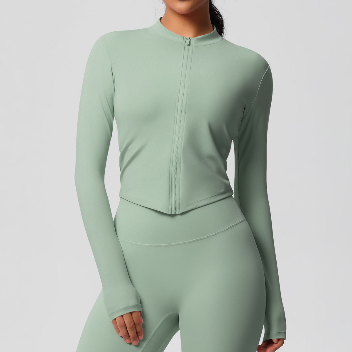 Yoga pants solid color long sleeved beautiful back sports short sleeved slim fit fitness pants set