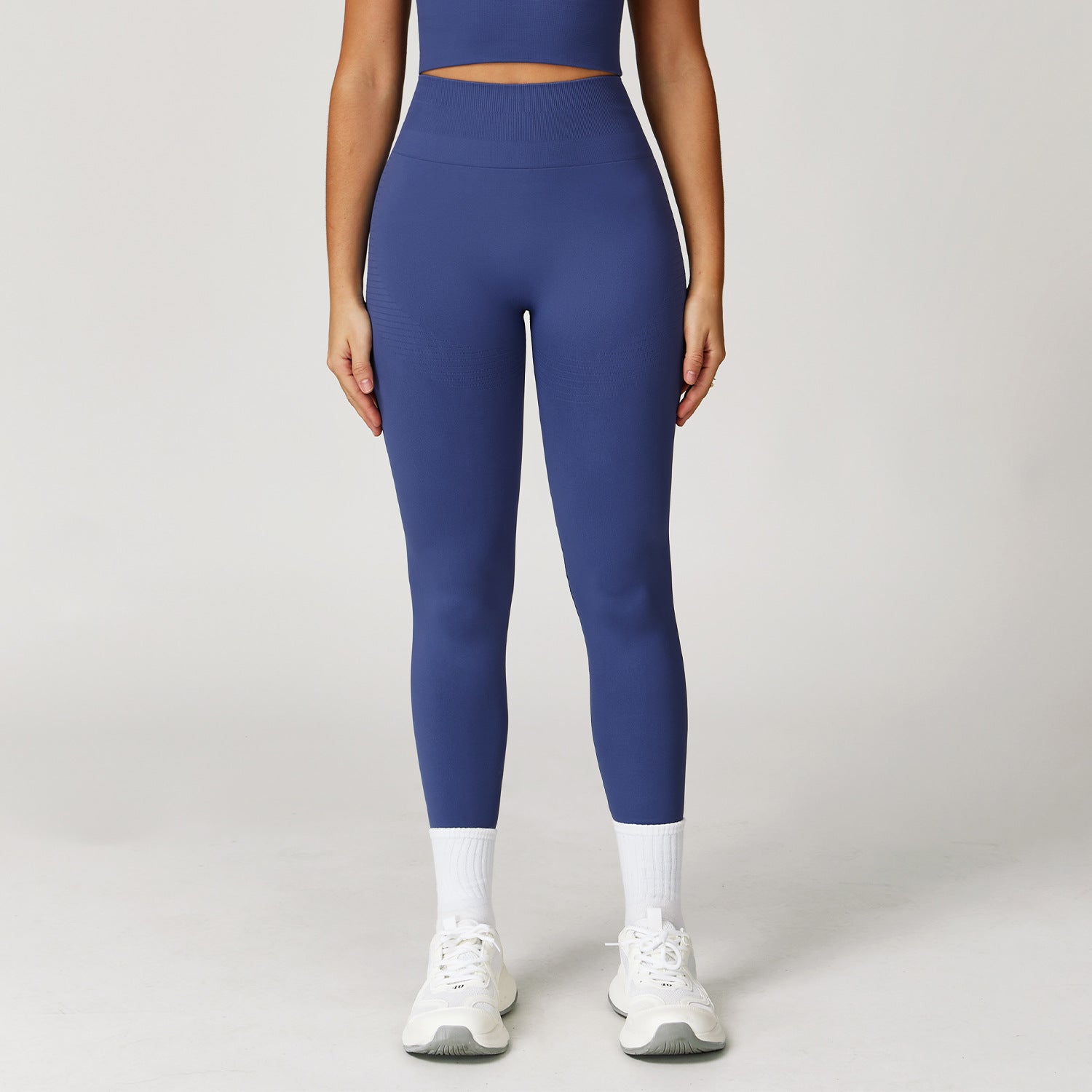 High-Waisted Butt-Lifting Yoga Pants with Ribbed Waistband for Tummy Control and Fitnes