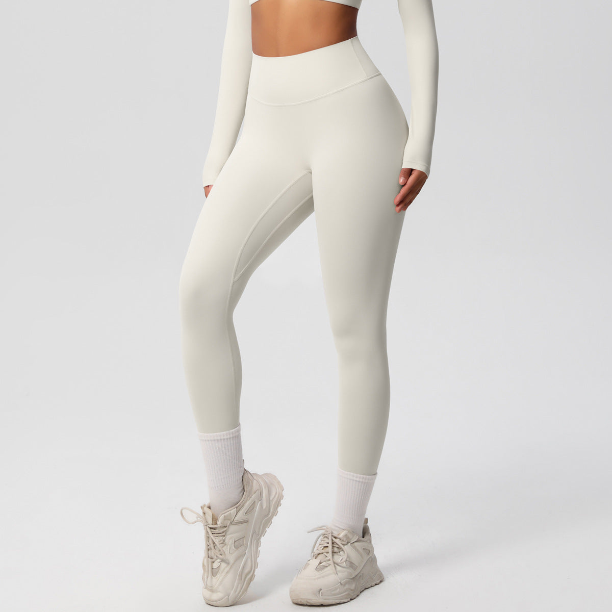 Yoga pants solid color long sleeved beautiful back sports short sleeved slim fit fitness pants set