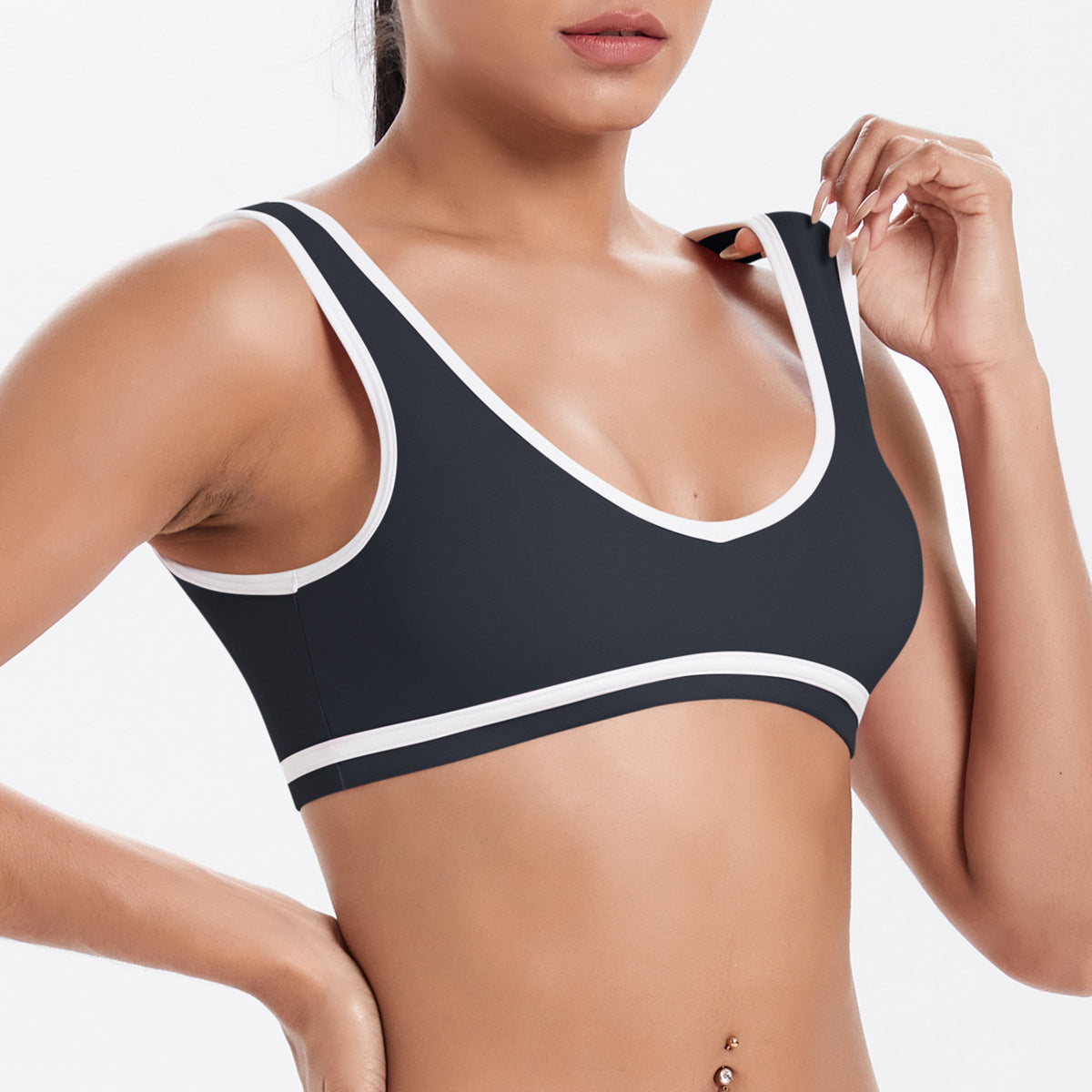 Naked tight yoga pants contrasting vest, sports bra crossed high waist wide leg pants women's sports and fitness pants