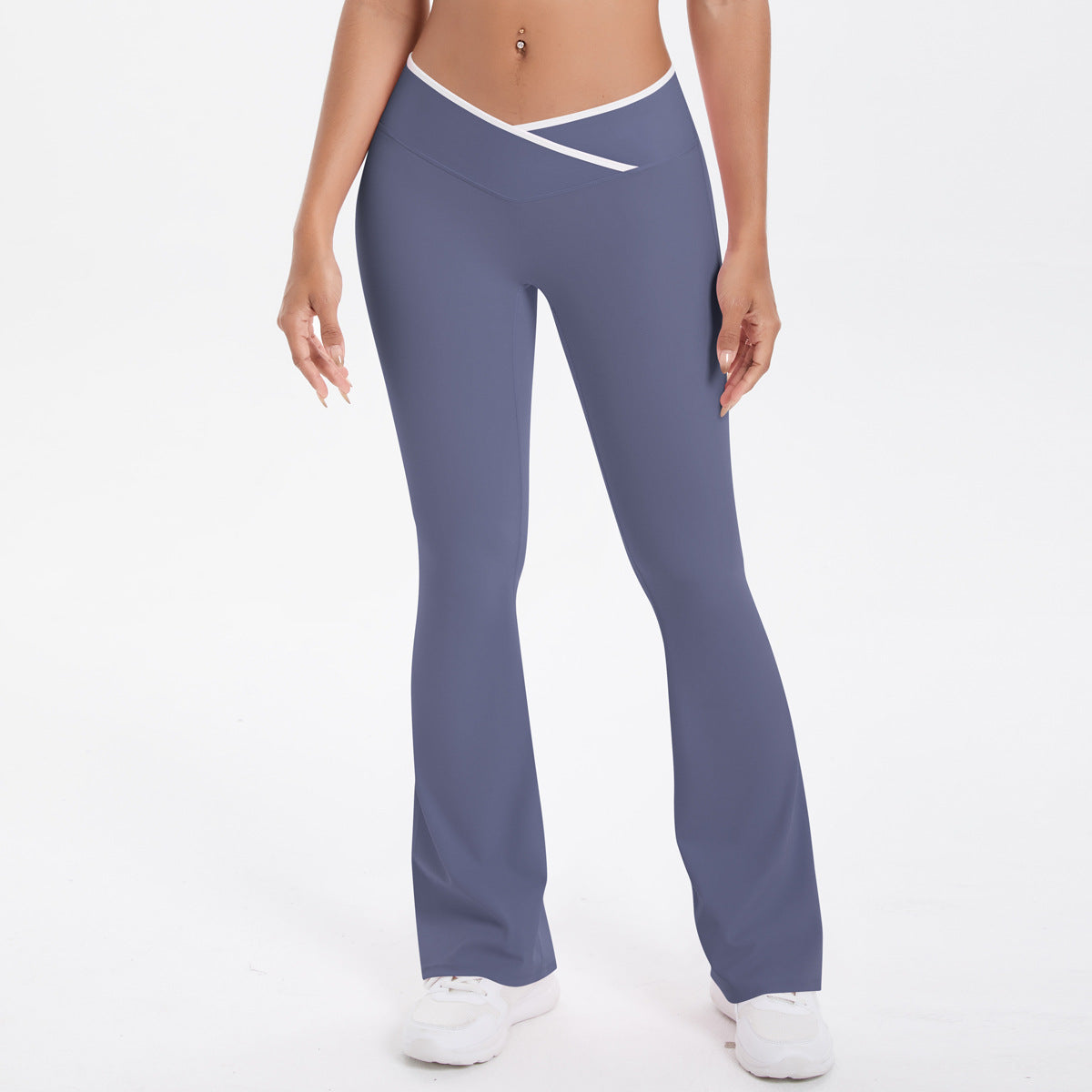 Naked tight yoga pants contrasting vest, sports bra crossed high waist wide leg pants women's sports and fitness pants