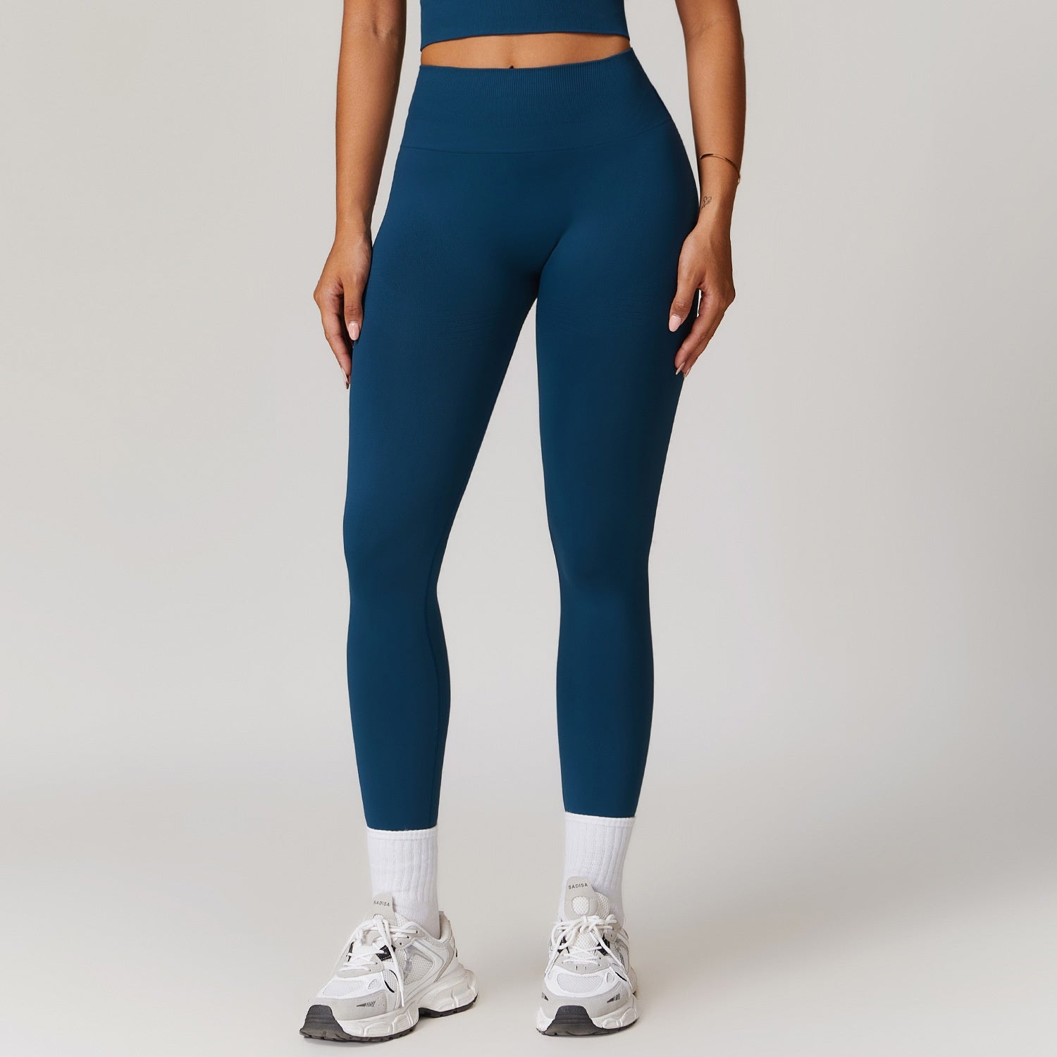 High-Waisted Butt-Lifting Yoga Pants with Ribbed Waistband for Tummy Control and Fitnes