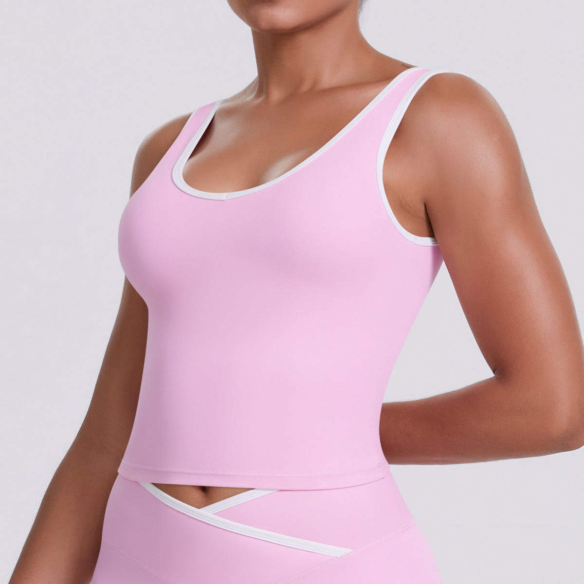 Naked tight yoga pants contrasting vest, sports bra crossed high waist wide leg pants women's sports and fitness pants