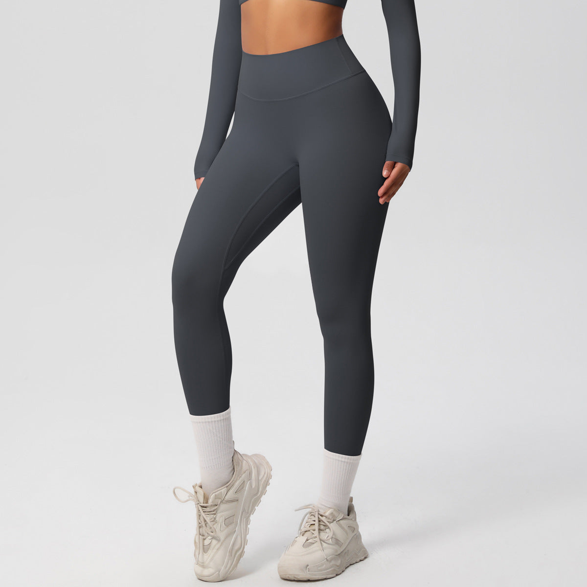 Yoga pants solid color long sleeved beautiful back sports short sleeved slim fit fitness pants set