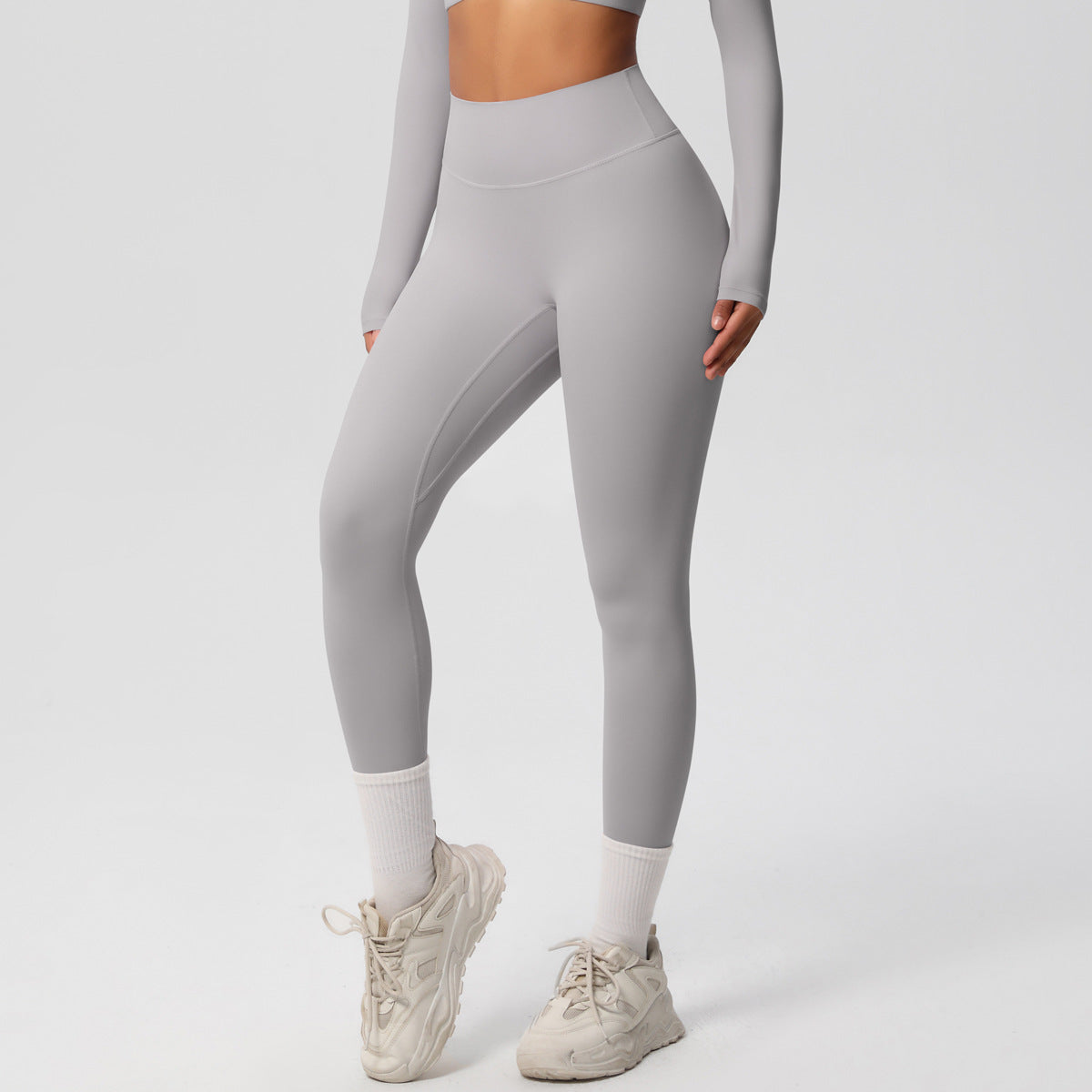 Yoga pants solid color long sleeved beautiful back sports short sleeved slim fit fitness pants set
