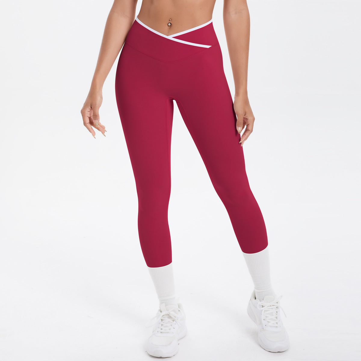 Naked tight yoga pants contrasting vest, sports bra crossed high waist wide leg pants women's sports and fitness pants