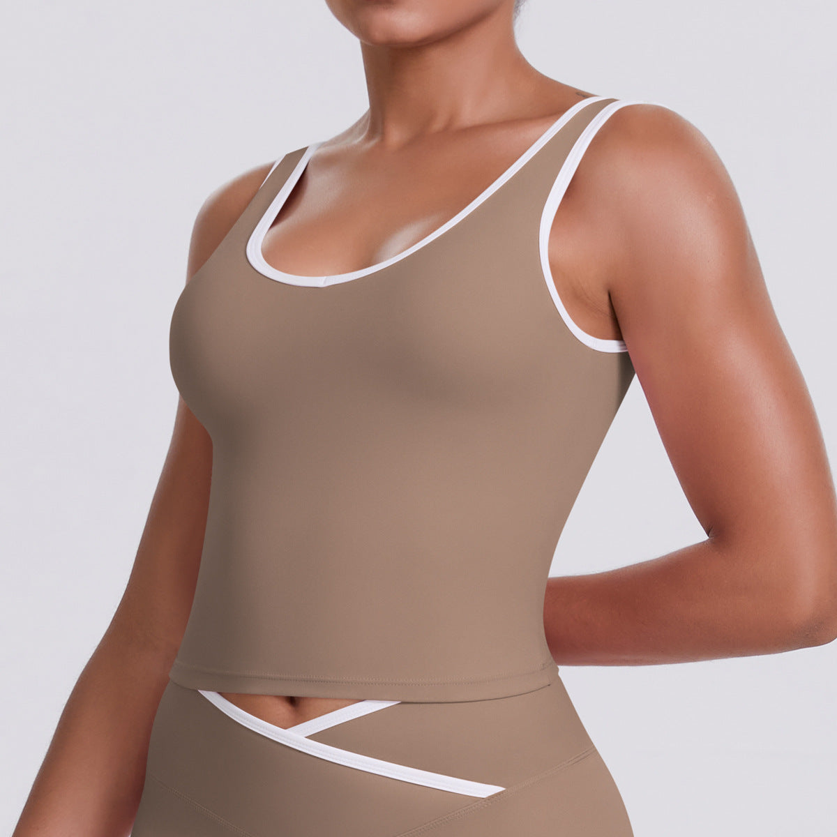 Naked tight yoga pants contrasting vest, sports bra crossed high waist wide leg pants women's sports and fitness pants