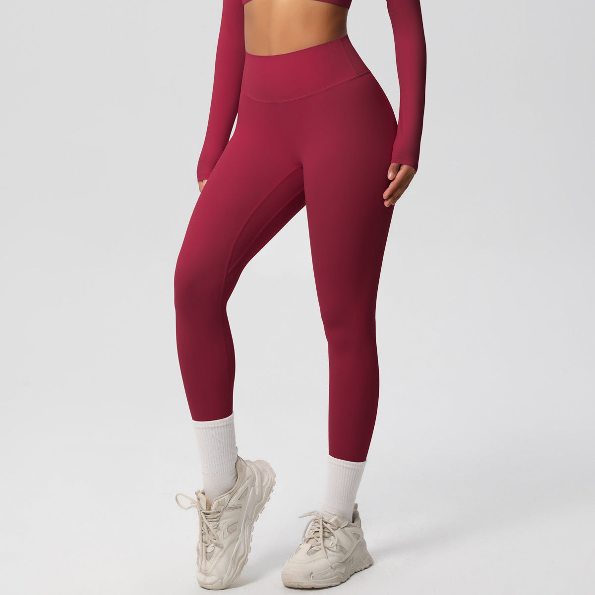 Yoga pants solid color long sleeved beautiful back sports short sleeved slim fit fitness pants set