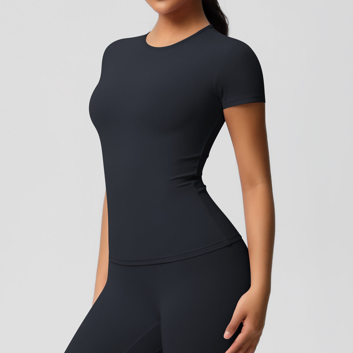 Yoga pants solid color long sleeved beautiful back sports short sleeved slim fit fitness pants set